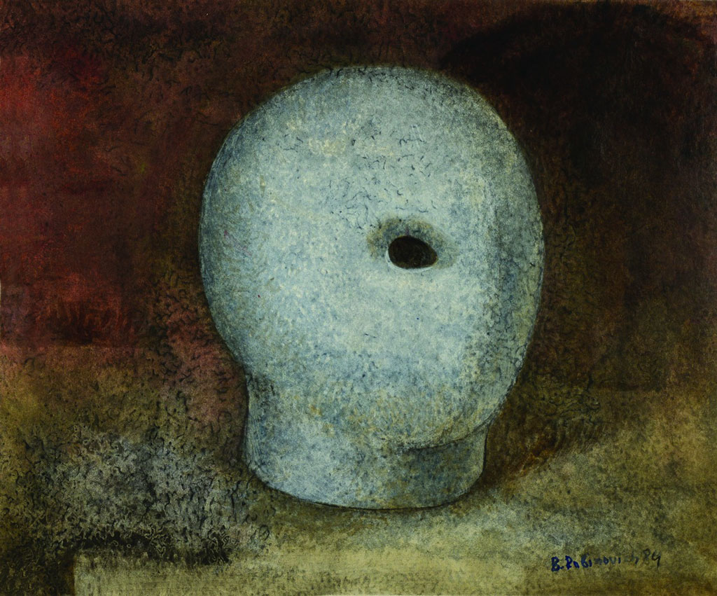 „Jedermann“  Künstler Boris Rabinovich. Papier, Mischtechnik, 1984.  Puschkin-Straße 10, Museum der nonkonformistischen Kunst, Sankt Petersburg 