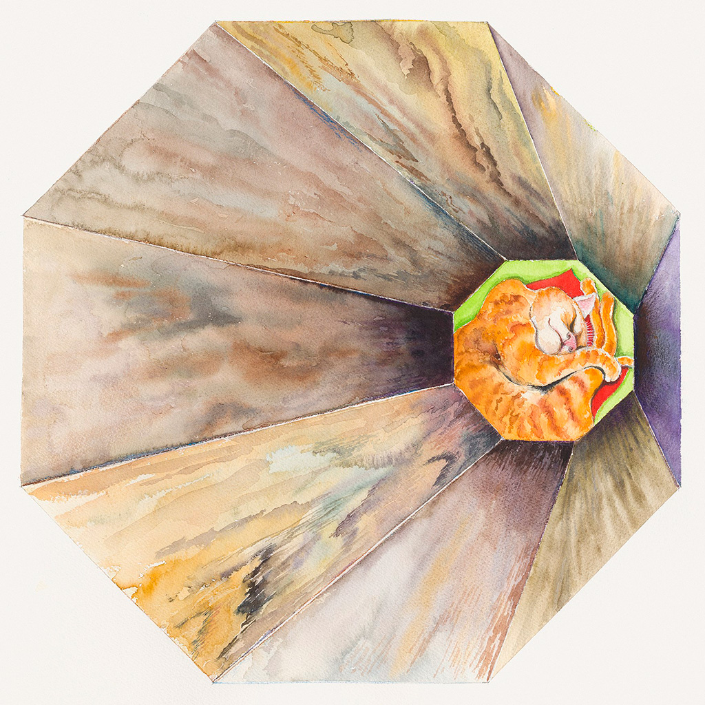 2018, Aquarell auf Papier, 58 x 58 cm, Licht am Ende des Tunnels, Nina Werzbinskaja-Rabinowich 2018, Aquarell auf Papier, 58 x 58 cm, Licht am Ende des Tunnels, Nina Werzbinskaja-Rabinowich