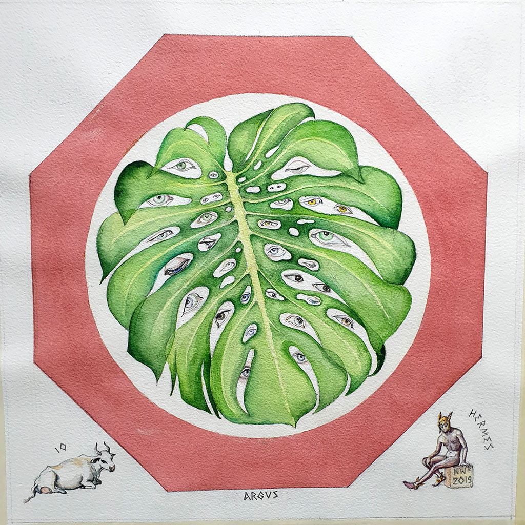 2019, Aquarell über Bleistift auf Papier, 40 x 40 cm, “Der kleine Argus”, Nina Werzbinskaja-Rabinowich 2019, Aquarell über Bleistift auf Papier, 40 x 40 cm, “Der kleine Argus”, Nina Werzbinskaja-Rabinowich