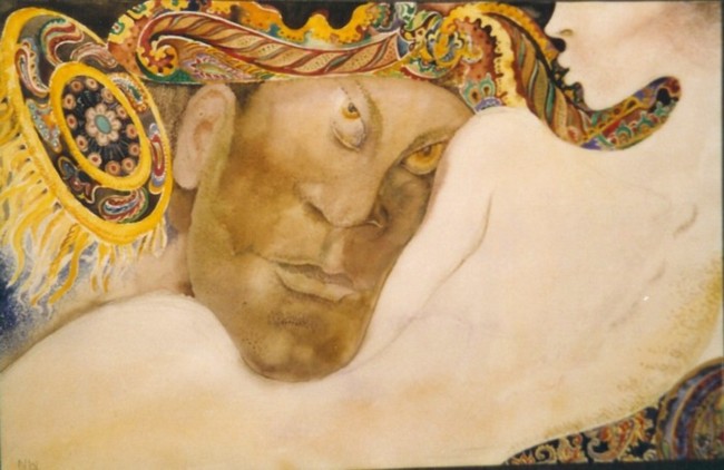 Der General und das Mädchen Aquarell